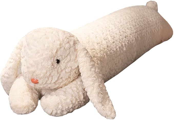 Rabbit Plush Pillow, Rabbit Stuffed Animal, Rabbit Plush Long Body Pillow for Kids Adults (White,35 inch)