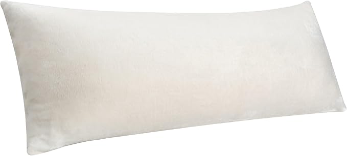 BEDELITE Body Pillow Cover with Zipper Closure, Super Soft and Cozy Fuzzy Fleece Pillowcase 20 x 54 Inches, Luxury Fluffy Plush Long Body Pillow Pillowcase for All Seasons(Off White)