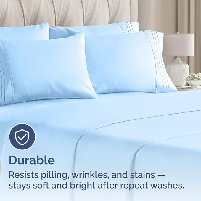 Standard Pillow Cases Set of 6 - Ultra Soft Hotel Quality Pillowcase Covers - Comfy & Wrinkle Free - Shrink, Stain and Fade Resistant - Machine Washable Pillow Protectors - 6 Piece Set - Light Blue