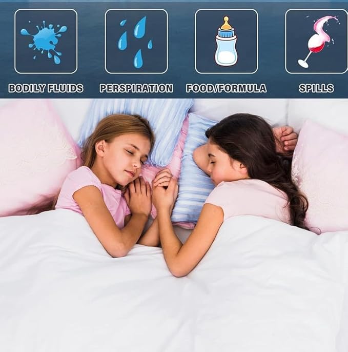 Mattress-Homes Short Queen Size Waterproof Mattress Protector Noiseless Premium Soft Cotton Terry Vinyl-Free Mattress Fitted Style Up to 15" for Pets Kids Adults, White