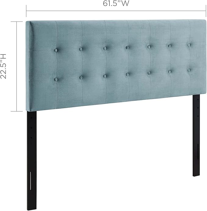 Modway Emily Queen Biscuit Tufted Performance Velvet Headboard, Light Blue