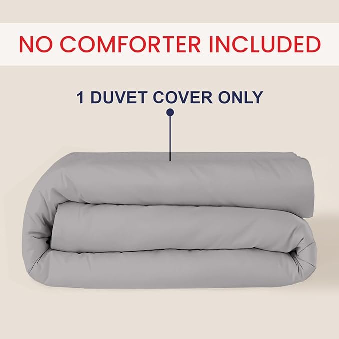 Kotton Culture 1 Pc California King Duvet Cover Only-100% Egyptian Cotton 600 Thread Count Ultra Soft Premium Durable Comforter Cover Zipper Closure & Corner Ties- (Silver, 104" X 98")