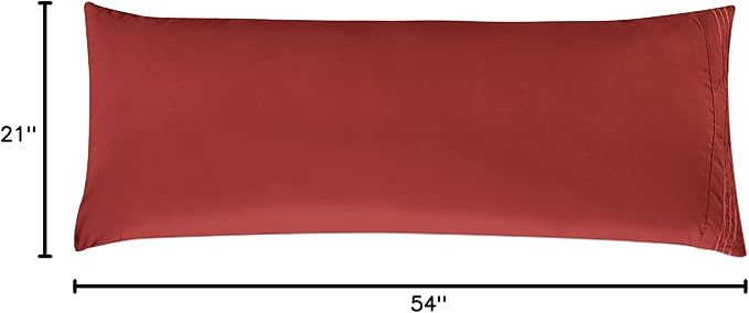 Elegant Comfort Luxury Ultra-Soft 1-Piece Body Pillowcase - 1500 Premium Hotel Quality Microfiber Double Brushed - Wrinkle Resistant, Body Pillowcase Size, Burgundy