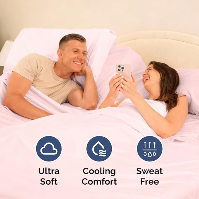 Flex Top Split Head King 4 Piece Sheet Set - Ultra-Soft, Breathable & Cooling Bed Sheets Set - Hotel Luxury Bedding for Women & Men with Deep Pockets - Wrinkle & Fade Free - Oeko-Tex - Lavender Pink