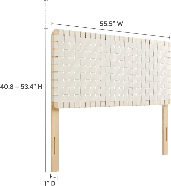 Modway Sparta Weave Full Vegan Leather Headboard in Natural Beige
