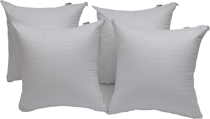 Kingnex 4 Pack Feather Proof Pillow Protectors 18x18 Waterproof Cover for Goose Down Square Throw Pillows