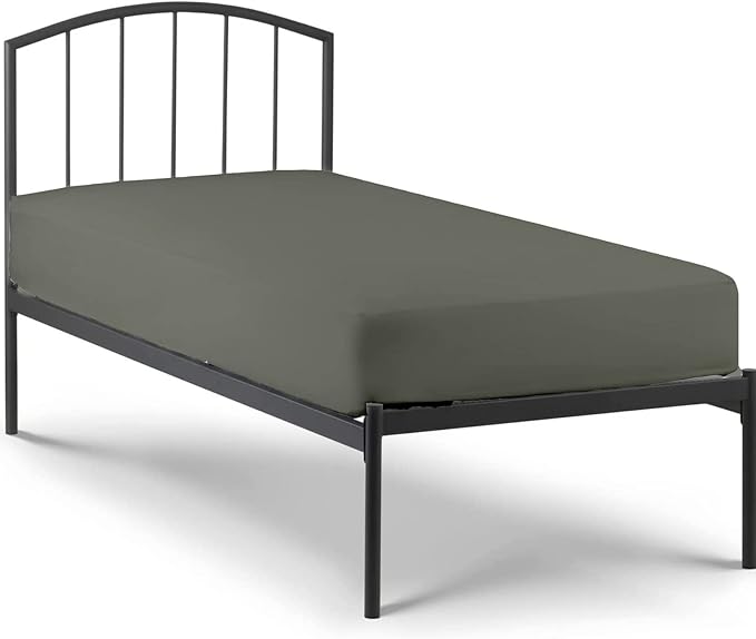 Cot Size 25" x 75" Fitted Sheet, 100% Egyptian Cotton, Perfect for Camp Bunk Beds/RVs/Guest Beds/Army Cots/Replacement Mattress - Stone Grey