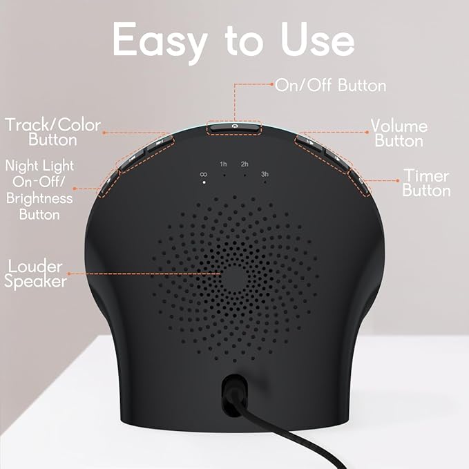 Brown Noise Sound Machine with 30 Soothing Sound 12 Colors Night Light and White Noise Machine 36 Volume Levels 4 Timers and Memory Function 10 Adjustable Brightness Sleep Machine for Baby Adults Kid