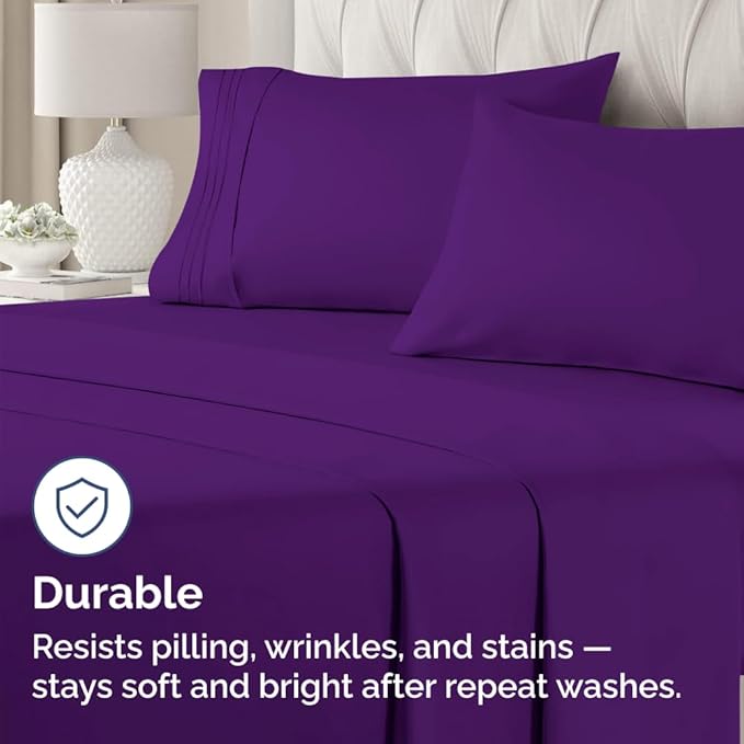 Standard Pillow Cases Set of 4 - Ultra Soft Hotel Quality Pillowcase Covers - Comfy Cozy Bedding for Women, Men, Kids & Teens - Machine Washable Pillow Protectors - 4 Piece Set - Standard Size Purple