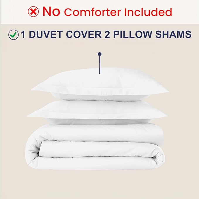 Kotton Culture 3 Pc 120" x 98" Duvet Cover Set Oversized King 100% Egyptian Cotton - 600 Thread Count Comforter Cover, Zipper Closure & Corner Ties - Fits Large King Inserts - White