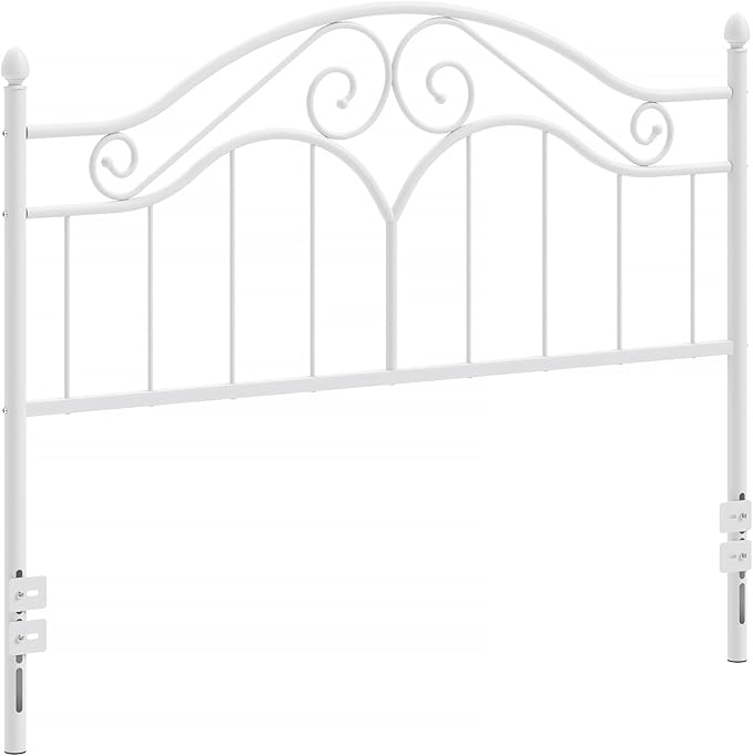Elephance Headboard for Queen Size Bed Frame, Vintage Platform Bed Metal Headboard Only, Height Adjustable, Sturdy and Stable, Queen Size, Easy Assembly,White