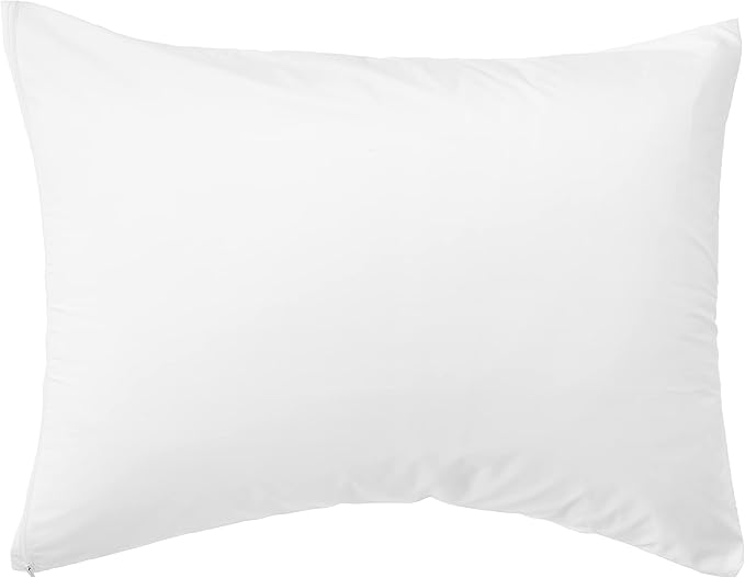 National Allergy Premium 100% Cotton Zippered Pillow Protector - Standard Size - White - 2 Pack - 300 Thread Count - Hypoallergenic Bed Pillowcase with Zipper - Breathable Encasement Cover
