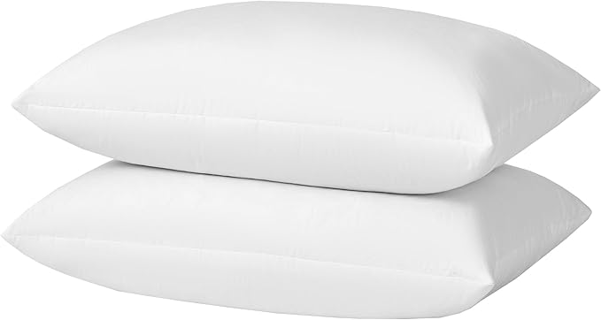 basic home® Queen Size Goose Feather & Down Bed Pillow - 100% Odorless Sleep Pillow for Neck Support & Cooling Comfort - 233TC Cotton Cover with Anti-Poke Liner Queen 20x28 inch