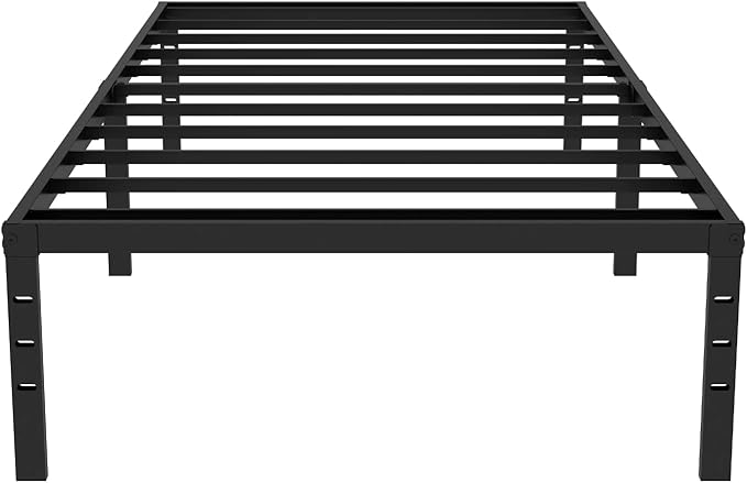 FONTOI Twin Bed Frames, 18 Inch Twin Size Metal Bed Frame with Underbed Storage Space, Heavy Duty Metal Slat Support, Platform Bed with No Box Spring Needed, Noise-Free & Easy Assembly, Black