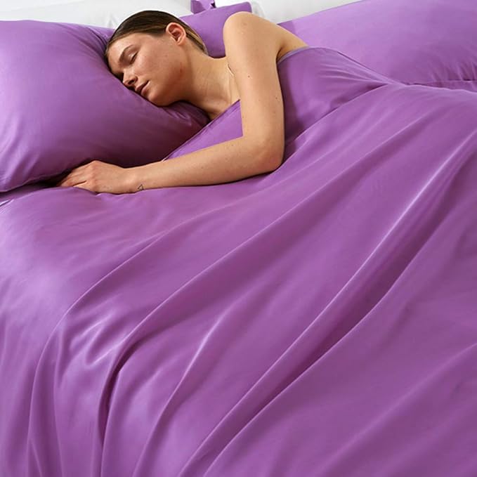 NTBAY Zippered Satin Pillow Cases for Hair and Skin, Luxury King Hidden Zipper Pillowcases Set of 2, 20x36 Inches, Purple