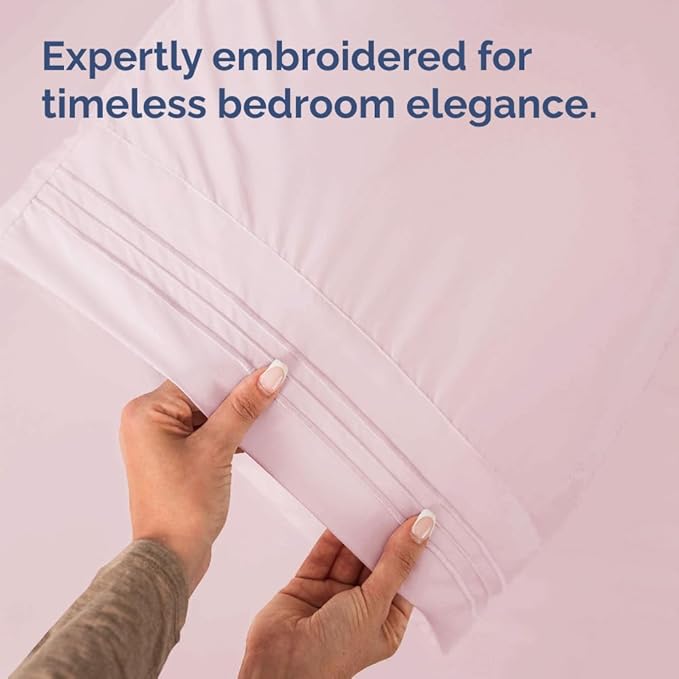 King Standard Pillow Cases Set of 2 - Ultra-Soft Hotel Quality Pillowcase Covers - Comfy, Cozy & Fade Free - Wrinkle Resistant - Machine Washable Pillow Protectors - 2 Piece Set - Lavender Pink