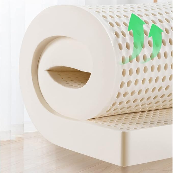 Natural Latex Mattress Topper for Back Pain Relief - Medium Firm Double Bed Pad, Pressure Relief, Hypoallergenic, Removable Washable Cover, Eco-Friendly Comfort