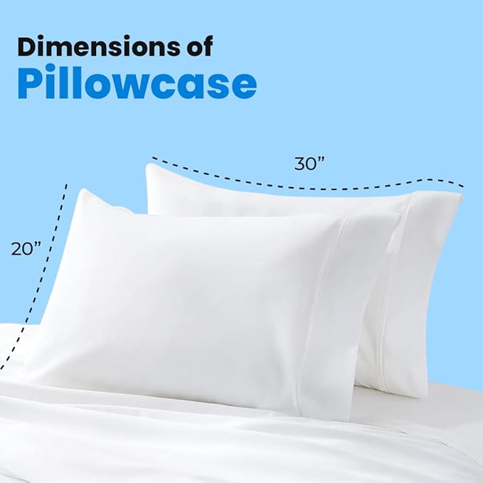 Avalon Bedding Pillow Cases Standard Size White Pillow Cases Set of 12 Cotton Blend 200 TC Soft & Breathable Perfect for Home & Hospital, Hotel Quality Queen Pillow Protectors 30x20 Inches