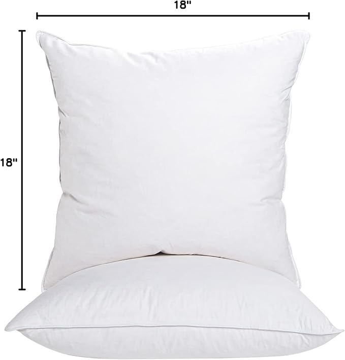 18"x18" Pillow Inserts Soft Feather Pillow Set of 2 Indoor Decorative Sofa Down Pillows Bed Pillows Couch Pillow