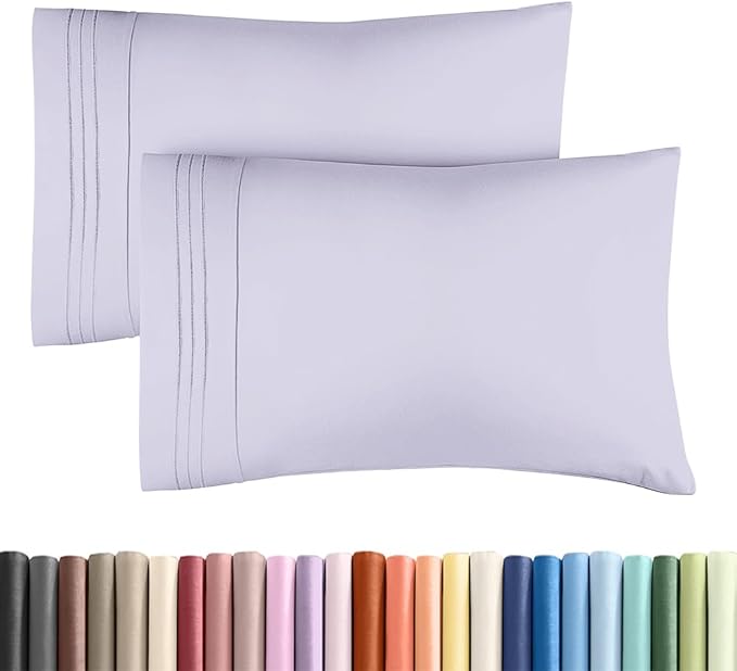 King Standard Pillow Cases Set of 2 - Ultra-Soft Hotel Quality Pillowcase Covers - Comfy, Cozy & Fade Free - Wrinkle Resistant - Machine Washable Pillow Protectors - 2 Piece Set - Light Lavender