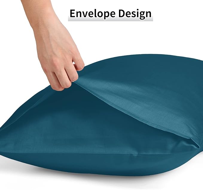 Warmstar Cotton Pillow Cases Standard Size Set of 2, 600 Thread Count Pillowcases 20x26 Inches, Soft Long Staple Cotton Pillowcases Breathable with Envelope Closure,Dark Teal