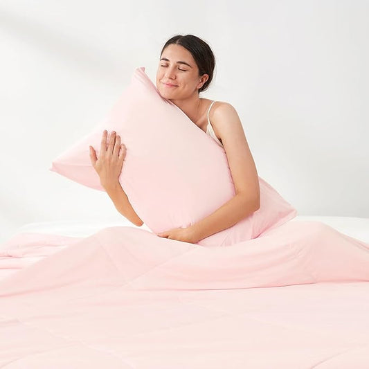 Cozy Bliss Cooling Pillow Cases for Hot Sleepers, Q-Max>0.45, Standard Size Set of 2, Soft & Silky Pillow Covers with Envelope Closure,Gift, Pink, 20x26 Inches