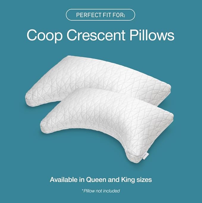 Coop Home Goods Cool Side Crescent Pillowcase, Queen Size Cooling Pillow Case for Hot Sleepers, Crescent Shape, Two-Sided Pillow Covers, Cozy Side & Cool Side, Ultra Soft Lulltra Cool Technology