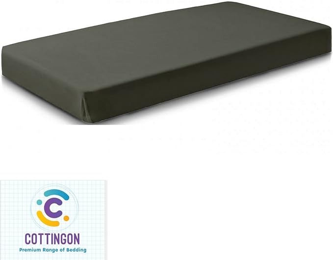 Cot Size 25" x 75" Fitted Sheet, 100% Egyptian Cotton, Perfect for Camp Bunk Beds/RVs/Guest Beds/Army Cots/Replacement Mattress - Stone Grey