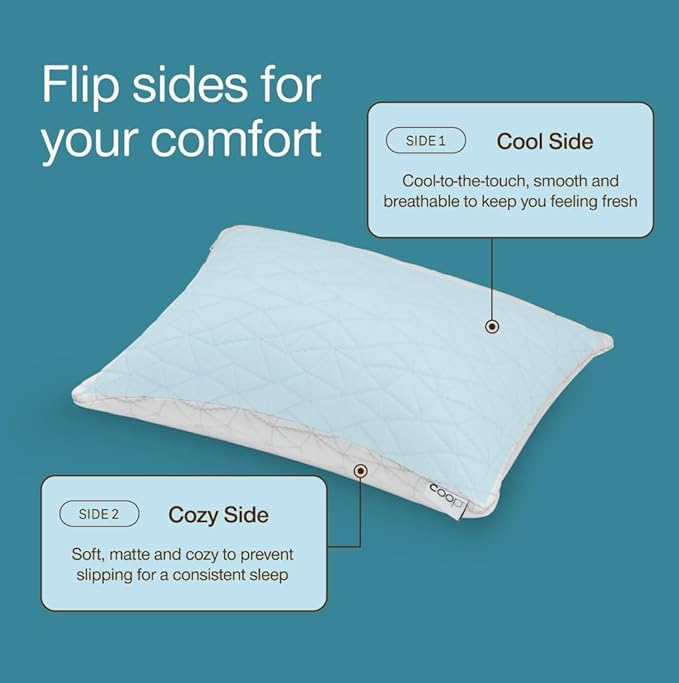 Coop Home Goods Cool Side Travel and Camping Pillowcase, Cooling Travel Pillow Case for Hot Sleepers, Two-Sided Pillow Covers, Cozy Side & Cool Side, Ultra Soft Lulltra Cool Technology