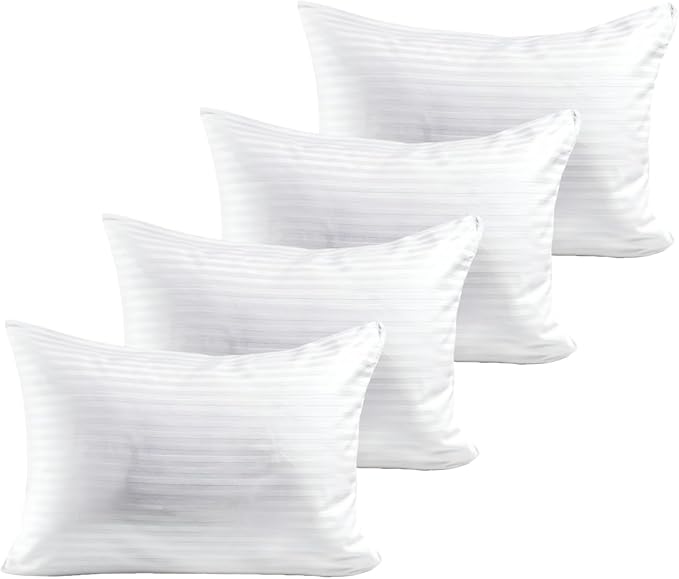 100% Cotton 600TC 4PC Pillow Protectors with Zipper King Size Hypoallergenic Breathable Hotel Collection Pillow Covers Ultra Soft 20 x 36 Inches Pillowcases