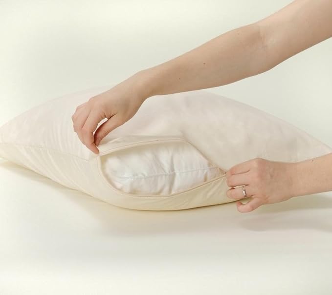 National Allergy Premium 100% Organic Cotton Pillow Protectors with Zipper King Size - Set of 2 - GOTS Certified - Natural Hypoallergenic Encasement - Organic 100% Cotton Pillowcases Cover Cases