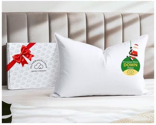 White Goose Down Pillow Luxury Hotel Bed Pillow with Natural Goose Down Fiber Pillow for Sleeping, 700TC Cotton Shell, Queen Size - Firm/More Support, 1 Pack