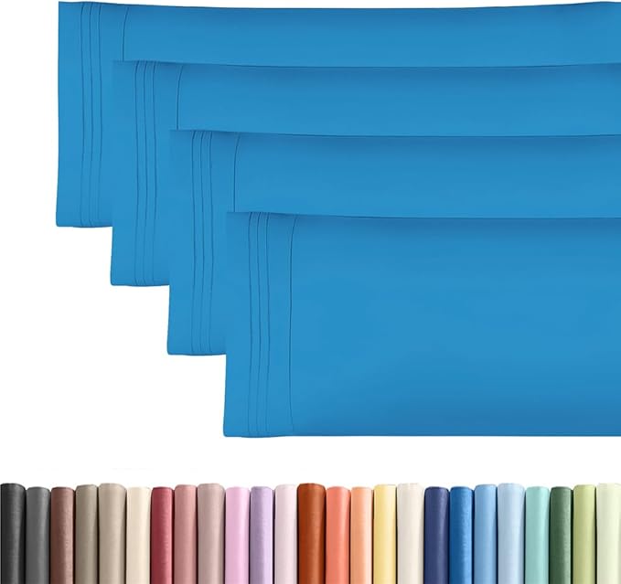 Body Pillowcases Set of 4-20x54 Long Body Pillow Case - Soft Body Pillow Cover for Sleeping & Side Sleepers - Comfy, Breathable & Fade Free - Machine Washable w/Envelope Enclosure - (Denim Blue)