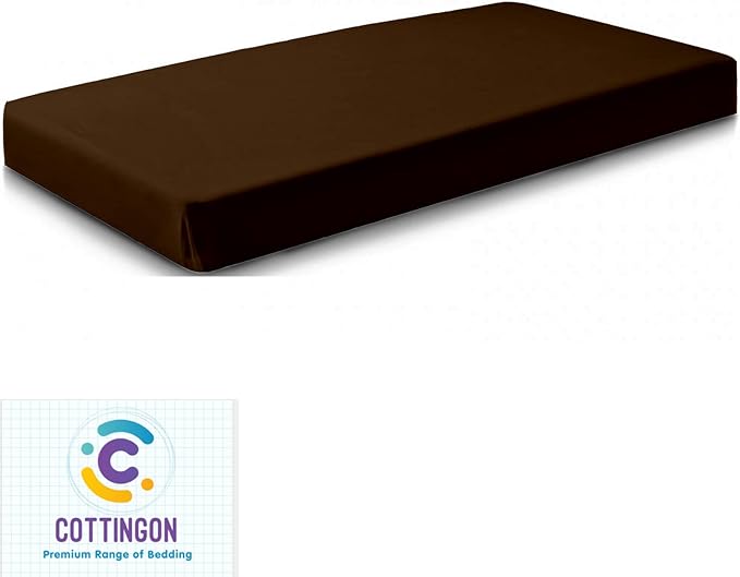 Cot Size 28" x 75" Fitted Sheet, 100% Egyptian Cotton, Perfect for Camp Bunk Beds/RVs/Guest Beds/Army Cots/Replacement Mattress (Chocolate)