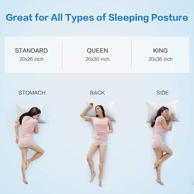 KEYOOHOME Shredded Memory Foam Pillows for Sleeping,Bed Pillows Queen Size Set of 2 Pack Cooling Adjustable,Good for Side and Back Sleeper with Washable Removable Cover