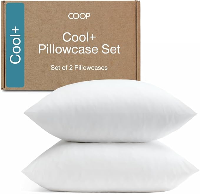 Coop Home Goods Cool+ Cooling Pillow Case Set of 2, White Queen Size Pillow Covers, Luxury Spa, Breathable, Hotel Quality Pillow Cases