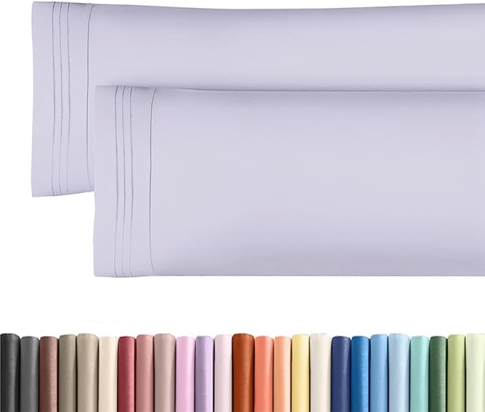 Body Pillowcases Set of 2-20x54 Long Body Pillow Case - Soft Body Pillow Cover for Sleeping & Side Sleepers - Comfy, Wrinkle & Fade Free - Machine Washable w/Envelope Enclosure Light Lavender