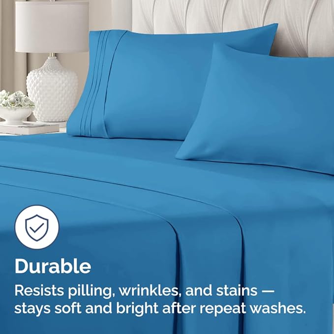 Standard Pillow Cases Set of 4 - Ultra Soft Hotel Quality Pillowcase Covers - Comfy Bedding for Women, Men, Kids & Teens - Machine Washable Pillow Protectors - 4 Piece Set - Standard Size Denim Blue
