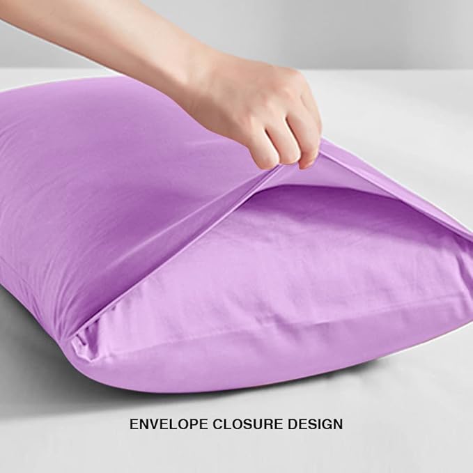 FLXXIE Body Pillow Cover - Super Soft Microfiber 20x54 Body Pillow Case - Envelope Closure, Wrinkle, Stain Resistant 20x54 Long Pillowcase, Lavender