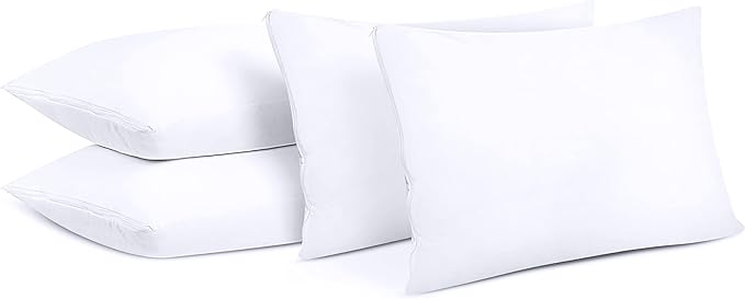 Utopia Bedding 80 Pack Waterproof Pillow Protectors with Zipper Queen Size (White), Bed Bug and Dust Mite Proof Pillow case Covers, Moisture Wicking Pillow Encasements 20 x 28 Inches