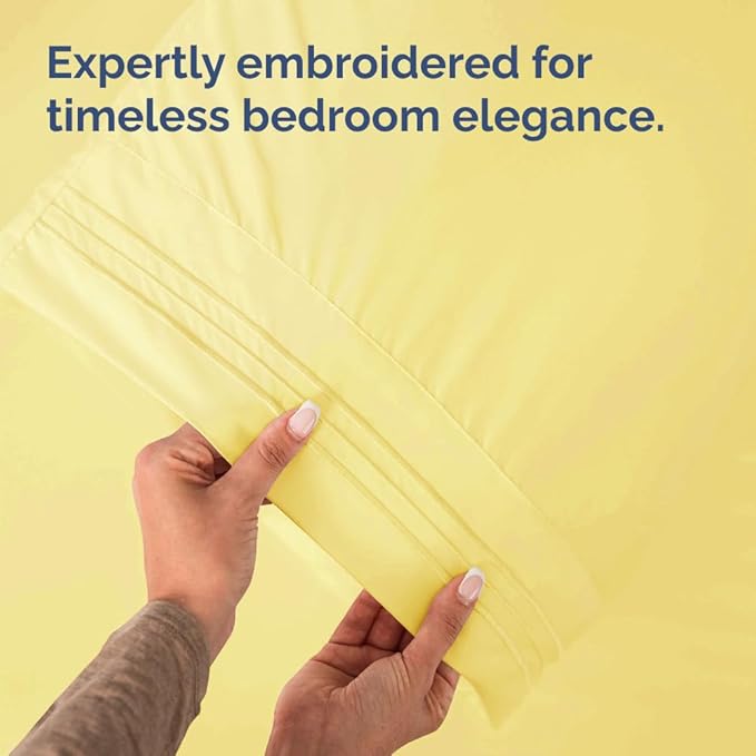 King Pillow Cases Set of 4 - Ultra Soft Hotel Quality Pillowcase Covers - Comfy, Cozy & Wrinkle Free - Shrinkage, Stain and Fade Resistant - Machine Washable Pillow Protectors - 4 Piece Set - Yellow