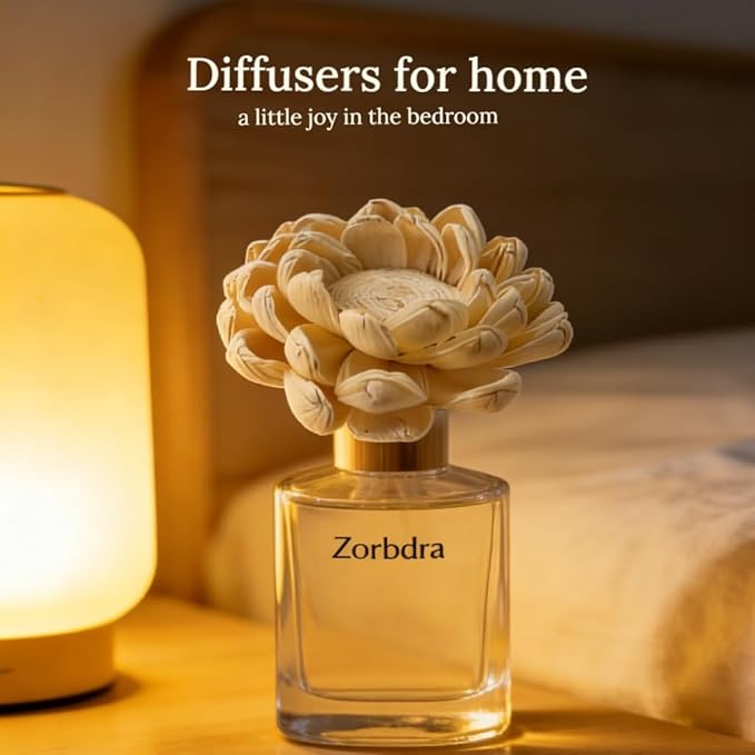 Reed Diffuser Flower Sticks, Sola Wood Flowers & Rattan Diffuser Sticks, Home Bathroom Aromatherapy Decor, 7pcs Sola Flowers 10 pcs Diffuser Rattan (2-3.5 Inches, White)
