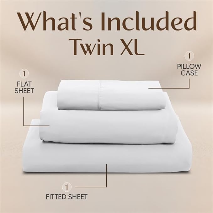 Utopia Bedding Twin XL Sheet Set – 3 Piece Bed Sheets for Twin XL Size Bed, Soft and Breathable Microfiber, Includes 1 Fitted Sheet, 1 Flat Sheet and 1 Pillowcase – Oeko Tex (White)