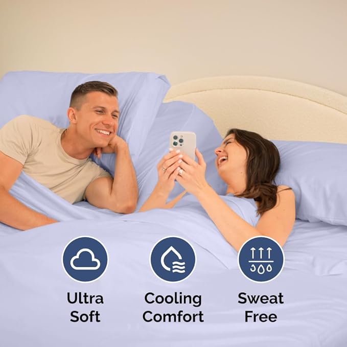Flex Top Split Head King 4 Piece Sheet Set - Soft, Breathable & Cooling Bed Sheets Set - Hotel Luxury Bedding for Women & Men with Deep Pockets - Wrinkle Free & Fade Resistant - Oeko-Tex - Lavender