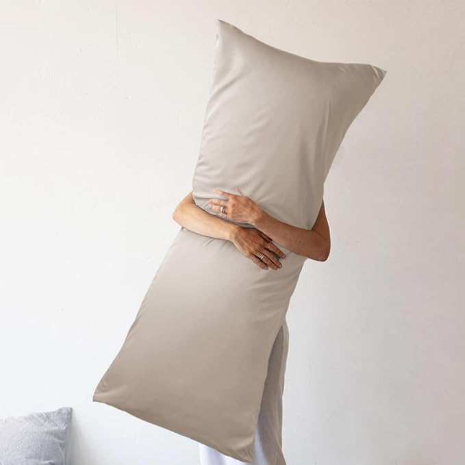 WishSmile Body Cooling Pillowcase Long Pillow Case Breathable Cool Silky Soft Rayon Derived from Bamboo Fabric,Hair and Skin Friendly,Taupe,1 Pack,20x54IN