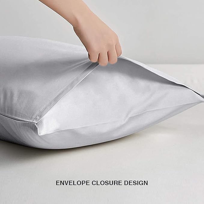 FLXXIE King Pillow Cases Set of 2, Soft Microfiber Pillow Covers with Envelope Closure, Wrinkle, Fade and Stain Resistant Pillowcases, 20x36, Light Grey