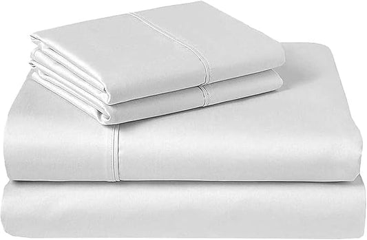 RV Camper King Sheet Set (72x80) - 100% Egyptian Cotton, Soft & Cooling, 16" Deep Pocket Fitted Sheet, Luxury Hotel Quality Bedding for RVs & Motorhomes (White Solid)