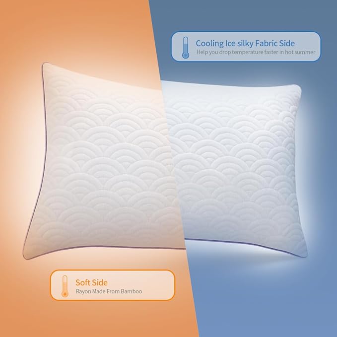 MOLCLCUY Memory Foam Pillows Standard Size Set of 2 Adjustable Cool Pillow for Side Back Stomach Sleepers Luxury with Washable Cover