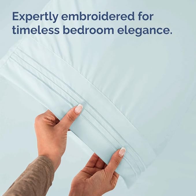 Standard Pillow Cases Set of 4 - Ultra Soft Hotel Quality Pillowcase Covers - Comfy Bedding for Women, Men, Kids & Teens - Machine Washable Pillow Protectors - 4 Piece Set - Standard Size Ice Blue