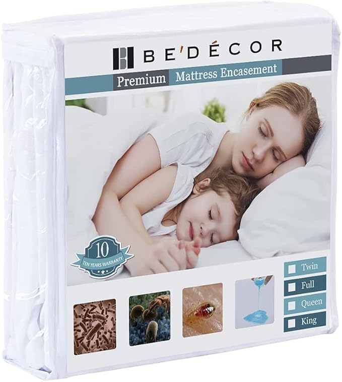 Bedecor Zippered Queen Mattress Protector Cover for 14"-15" Depth Mattress,Fully Encased Liquid Proof Urine Pee Protection Breathable Smooth Incontinence Pet Baby Potty Training
